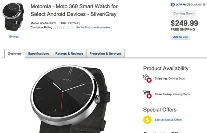Moto 360 Pricing Leaked by Best Buy