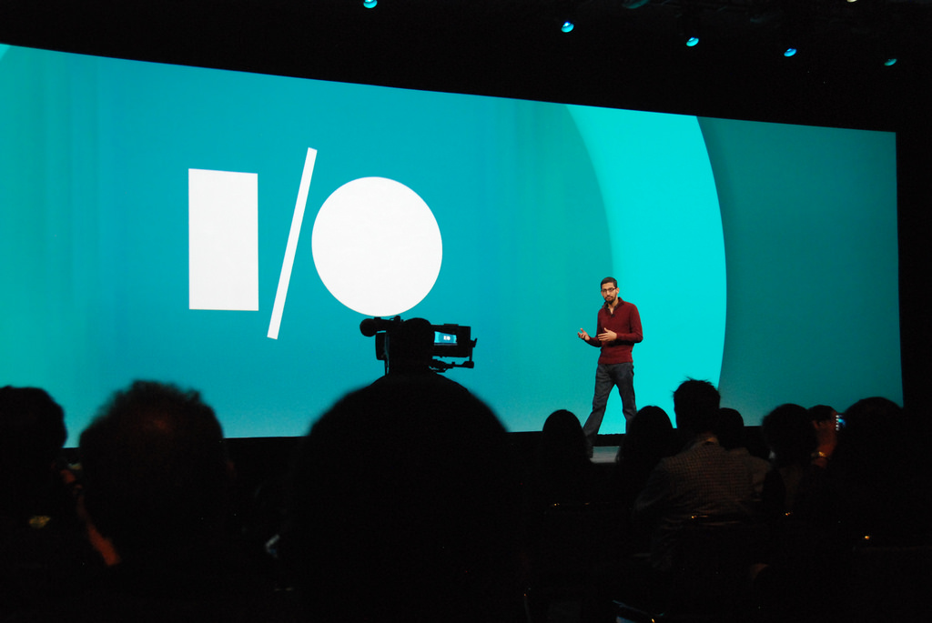 Sundar Pichai, on stage at Google's 2014 Google I/O Conference