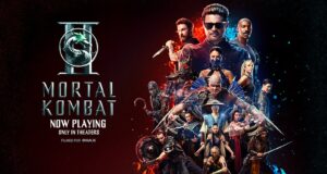 Mortal Kombat II official movie artwork with Johnny Cage and fighters