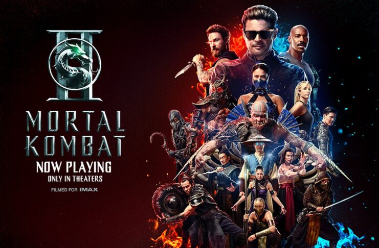 Mortal Kombat II official movie artwork with Johnny Cage and fighters